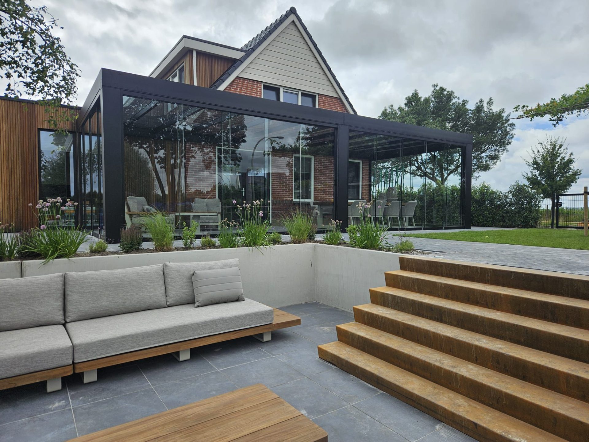 Glazen schuifwanden helder (schuifbare ramen, alle kanten op mogelijk)